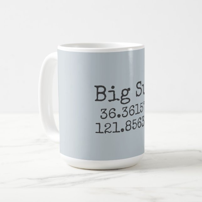 Big Sur Latitude & Longitude Coffee Mug (Front Left)