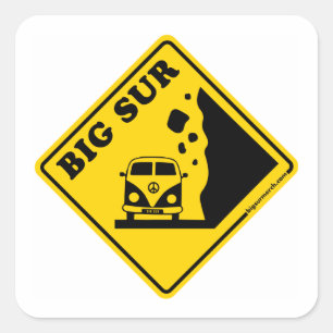 Big Sur Yellow Bus Square Sticker