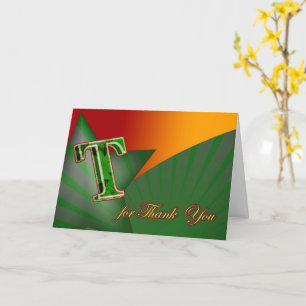 Big T - Thank you  yellow green stripes card