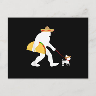 big taco sombrero chihuahua dog bigfoot cinco de postcard