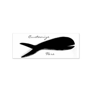 Big tail fish swimming rubber stamp