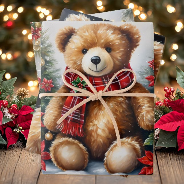 Big Teddy Bears on 3 Christmas Wrapping Paper Sheet (Creator Uploaded)
