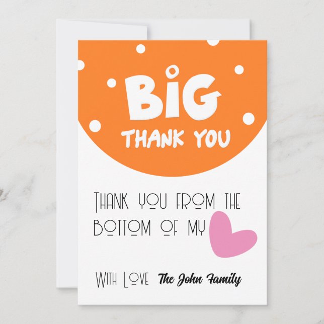 BIG Thank You Greeting Card With Semi Circle (Front)