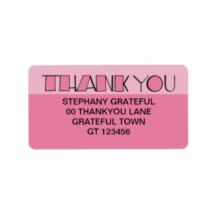 Big Thank You pink Address Label