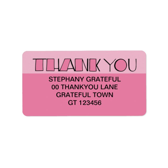Big Thank You pink Address Label (Front)