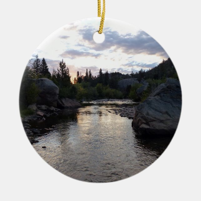 Big Thompson River at Sunrise Ceramic Tree Decoration (Front)