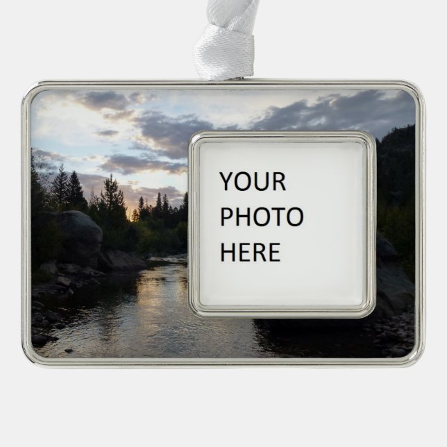Big Thompson River at Sunrise Silver Plated Framed Ornament (Front)