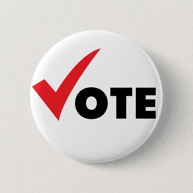 Big Tick Vote 6 Cm Round Badge (Front)