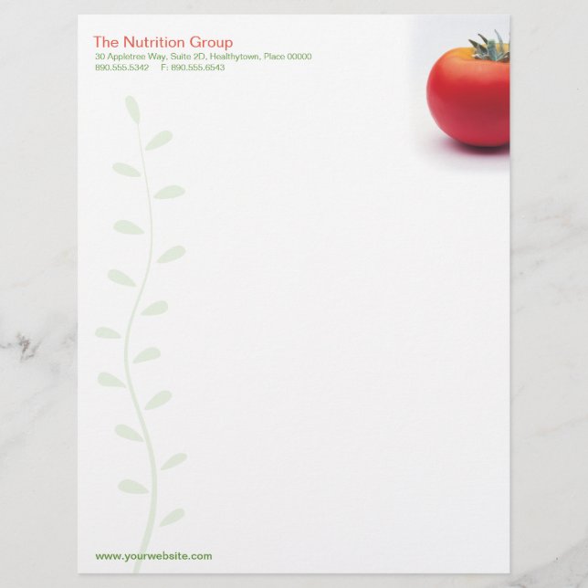 Big Tomato Nutritionist Letterhead Design (Front)