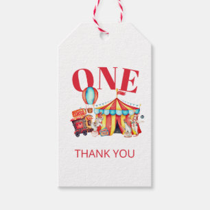 Big Top Circus 1st Birthday Thank You Gift Tags