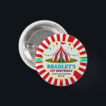 Big Top Circus Carnival 1st Birthday 3 Cm Round Badge<br><div class="desc">Celebrate in style with these fun and very trendy 1st birthday buttons. The design is easy to personalise with your special event wording and your guests will be thrilled when they see these fabulous buttons. Matching items can be found in the collection.</div>