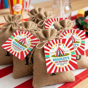 Big Top Circus Carnival 1st Birthday Favour Tags