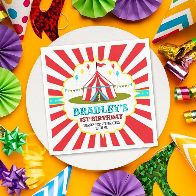 Big Top Circus Carnival 1st Birthday Napkin (Creator Uploaded)
