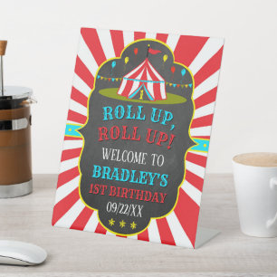 Big Top Circus Carnival 1st Birthday Welcome Pedestal Sign
