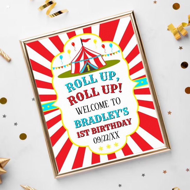 Big Top Circus Carnival 1st Birthday Welcome Poster (Creator Uploaded)