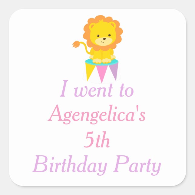 Big Top Circus Carnival Birthday 'I went to' Square Sticker (Front)