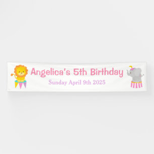 Big Top Circus Carnival Birthday in Pink Banner
