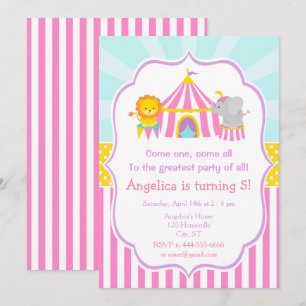 Big Top Circus Carnival Birthday in Pink Invitation