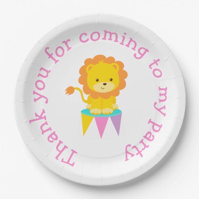 Big Top Circus Carnival Birthday in Pink Paper Plate (Front)