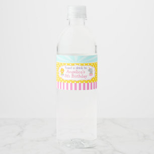 Big Top Circus Carnival Birthday in Pink Water Bottle Label