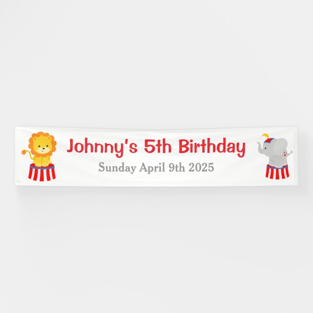 Big Top Circus Carnival Birthday in Red Banner (Horizontal)