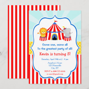 Big Top Circus Carnival Birthday in Red Invitation
