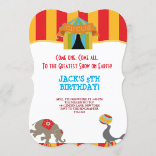 BIG TOP CIRCUS CARNIVAL BIRTHDAY INVITATIONS