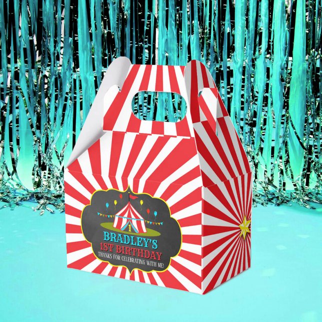 Big Top Circus Carnival Chalkboard 1st Birthday Favour Box (Creator Uploaded)