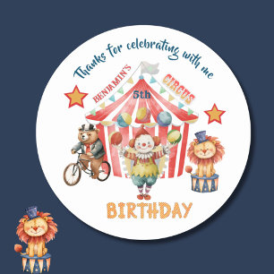 Big Top Circus Carnival Fifth Birthday  Classic Round Sticker