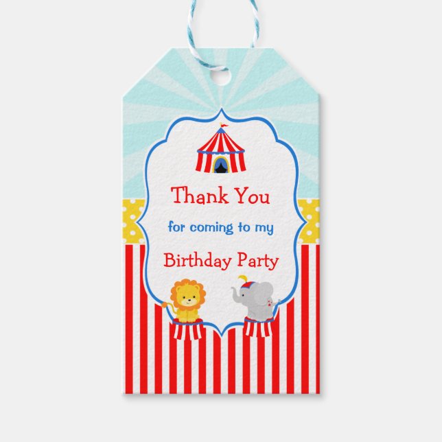 Big Top Circus Carnival Gift Tag (Front)