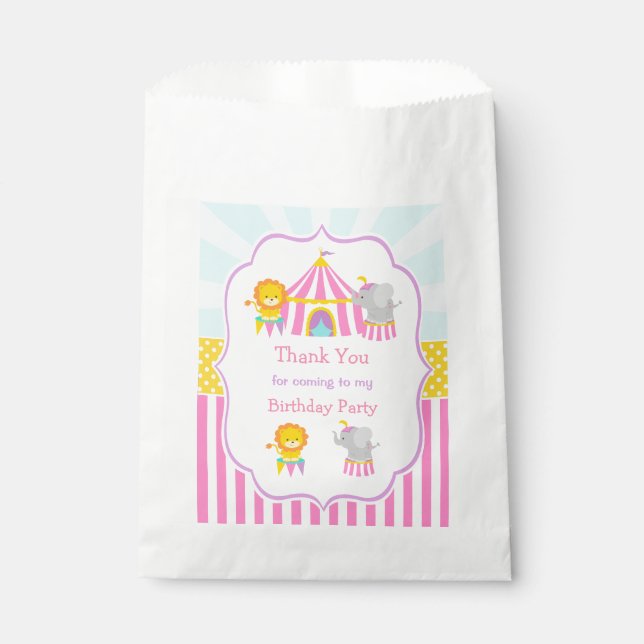 Big Top Circus Carnival in Pink Favour Bags (Front)