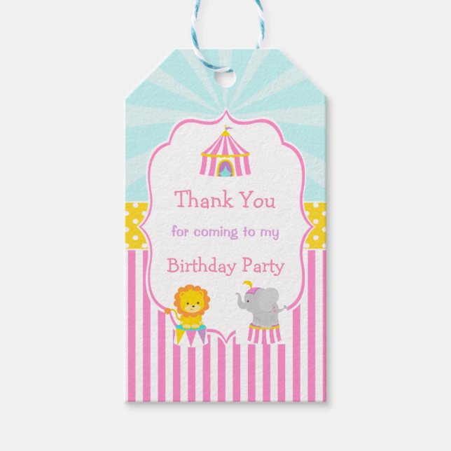 Big Top Circus Carnival in Pink Gift Tag (Front)