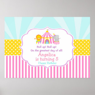 Big Top Circus Carnival Pink Birthday Poster