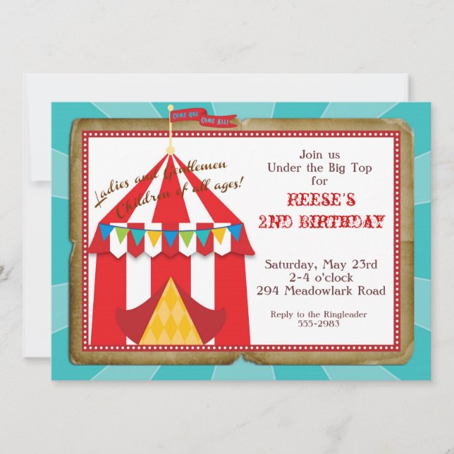 Big Top Circus Invitation (Front)