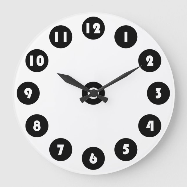 big transparent numbers in black circle large clock (Front)
