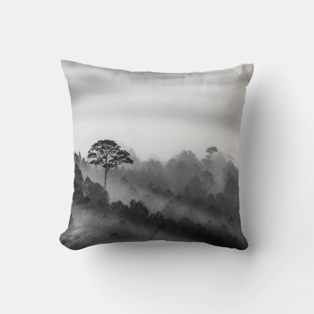 Big Tree in Pine Forest in the Mist Cushion (Front)
