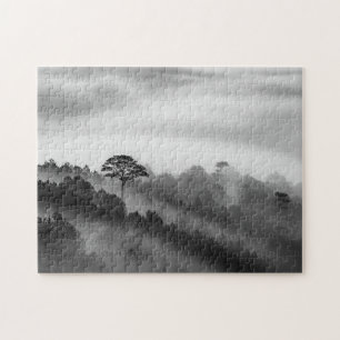 Big Tree in Pine Forest in the Mist Jigsaw Puzzle