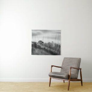Big Tree in Pine Forest in the Mist Tapestry