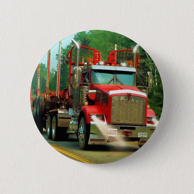 Big Truck and Highway Art for Lorry-lovers 6 Cm Round Badge (Front)