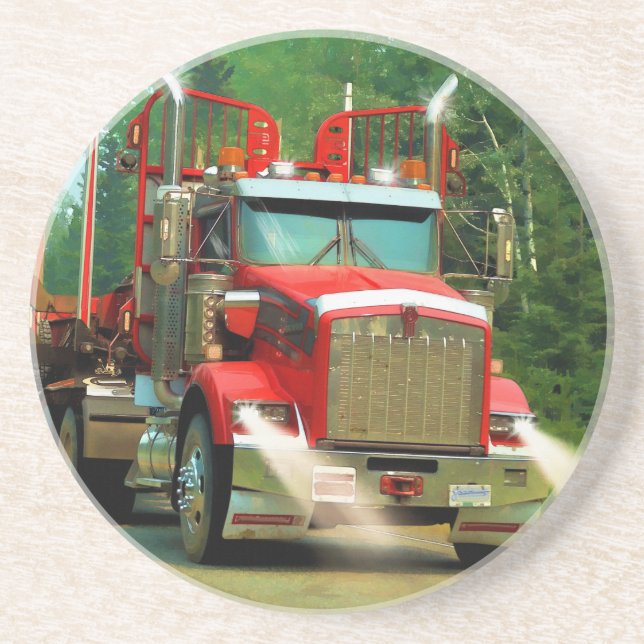 Big Truck and Highway Art for Lorry-lovers Coaster (Front)
