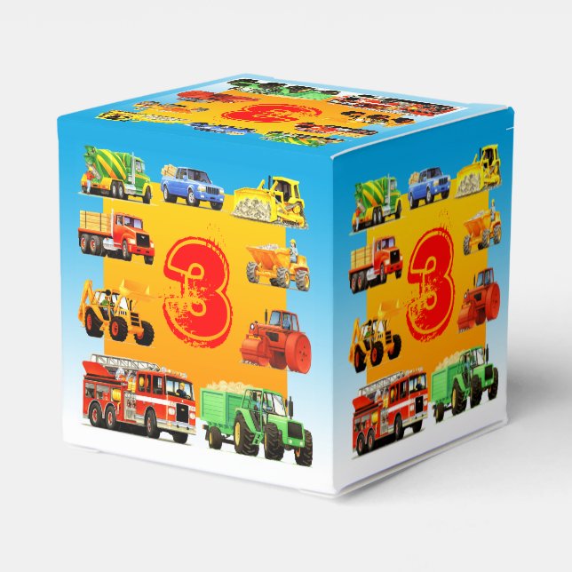 Big Trucks 3rd Birthday Favour Box (Back Side)