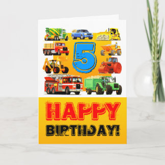Big Trucks 5th Birthday Card