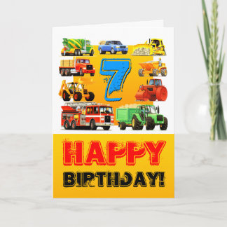 Big Trucks 7th Birthday Card