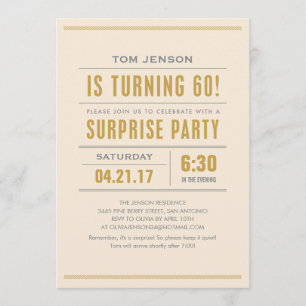 Big Type 60th Birthday Surprise Party Invitations