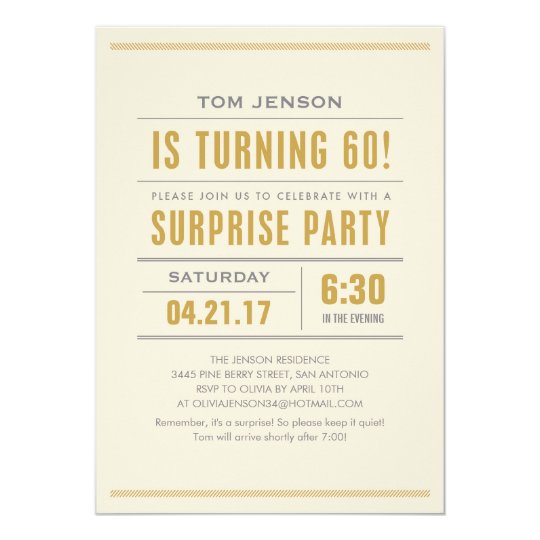 Big Type 60th Birthday Surprise Party Invitations Zazzle Co Uk