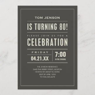Big Type 80th Birthday Invitations