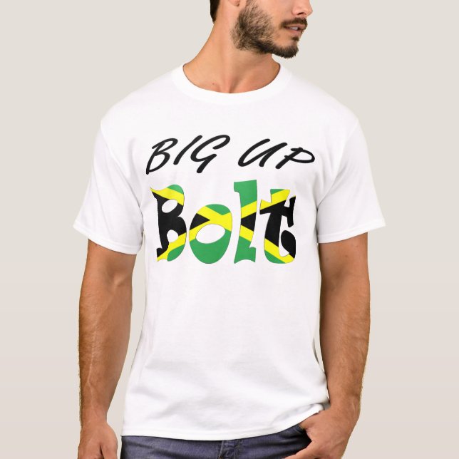 Big Up Bolt Jamaican Flag T-shirt (Front)