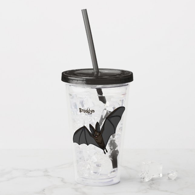 Big vampire bat cartoon illustration  acrylic tumbler (Front Ice)