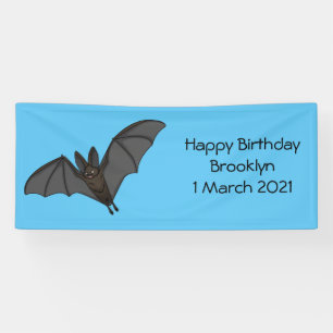 Big vampire bat cartoon illustration banner