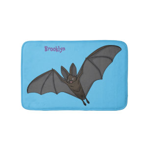 Big vampire bat cartoon illustration  bath mat